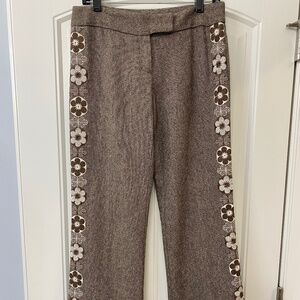 Liquid Embroidered Wool Pants